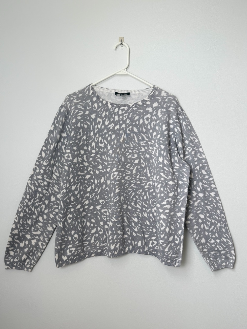 Ann Taylor Cheetah Print Crew Neck Cotton Sweater Size XXL